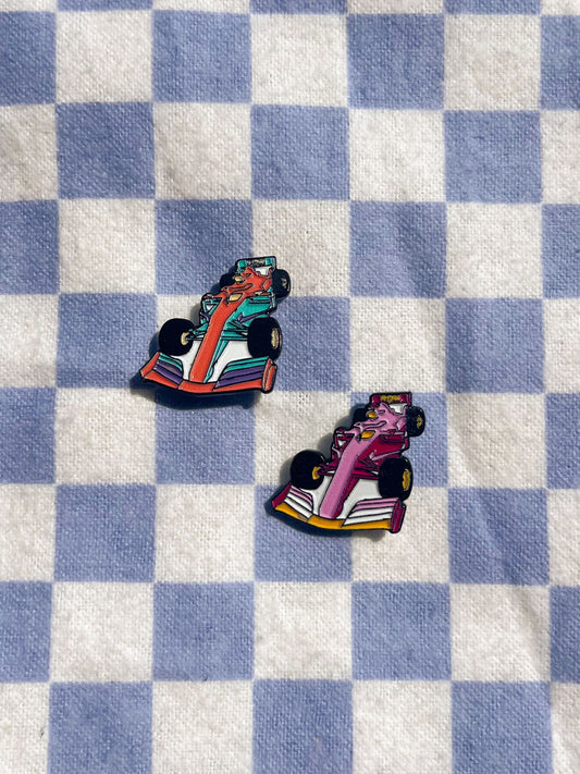 Race Car Enamel Pins